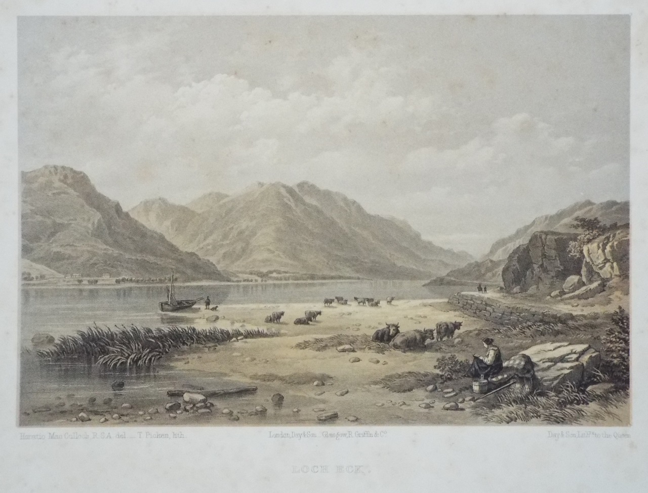 Lithograph - Loch Eck. - Picken